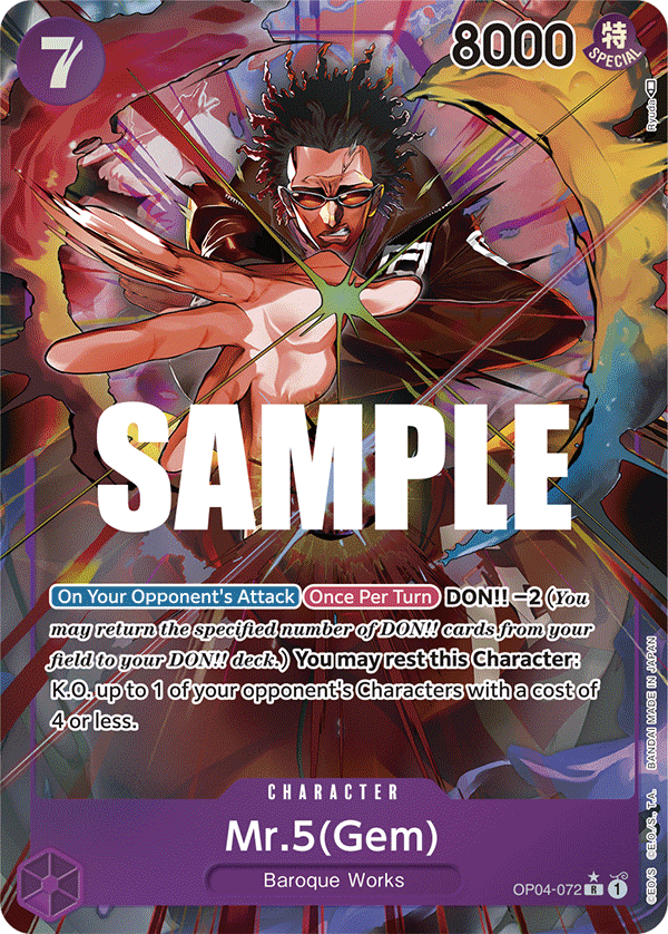 OP04-072 R ENG Mr.5 (Gem) (Parallel) Rare Character Card Boutique Carte One Piece OP04-072 R ENG Mr.5 (Gem) (Parallel) Rare Character Card Boutique Carte One Piece