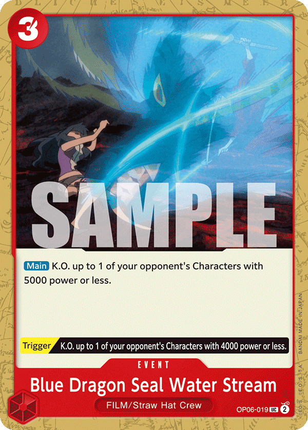 OP06-019 UC ENG Blue Dragon Seal Water Stream Uncommon Event Card Boutique Carte One Piece OP06-019 UC ENG Blue Dragon Seal Water Stream Uncommon Event Card Boutique Carte One Piece