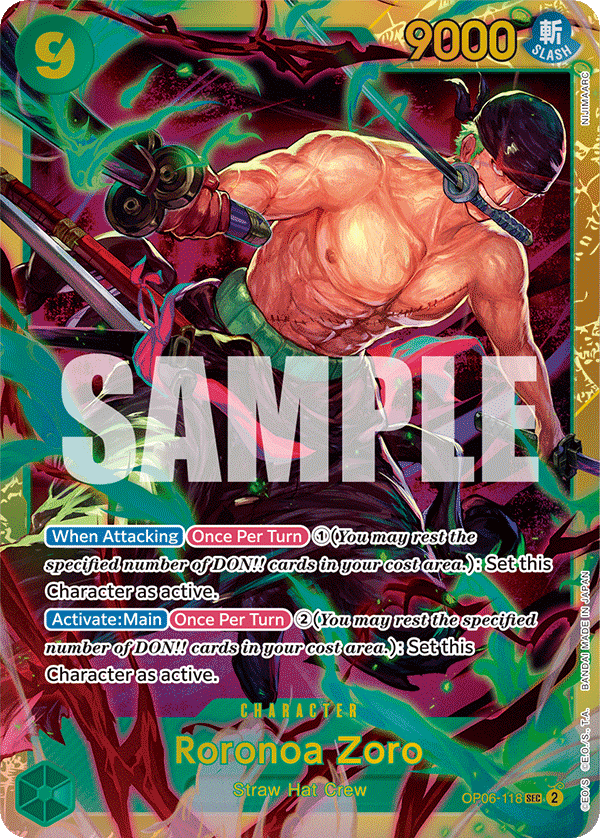 OP06-118 SEC ENG Roronoa Zoro Rare Secret Character Card Boutique Carte One Piece OP06-118 SEC ENG Roronoa Zoro Rare Secret Character Card Boutique Carte One Piece