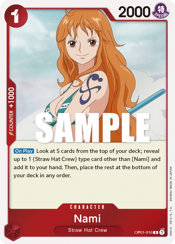 nami rare card OP01-016 R ENG Nami Rare Character Card