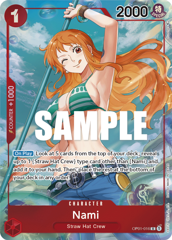 OP01-016 R ENG Nami Parallel Rare character card Boutique Carte One Piece OP01-016 R ENG Nami Parallel Rare character card Boutique Carte One Piece