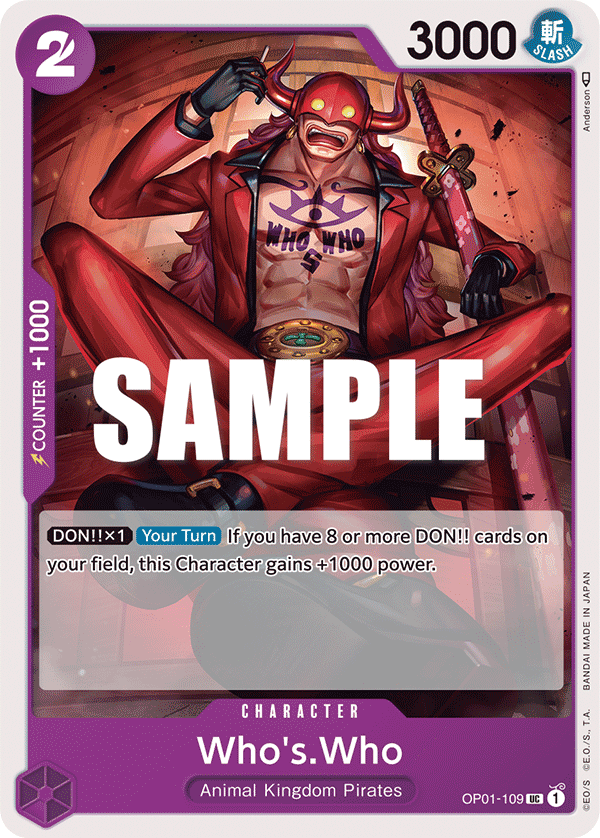 OP01-109 UC ENG Who's Who Uncommon Character Card Boutique Carte One Piece OP01-109 UC ENG Who's Who Uncommon Character Card Boutique Carte One Piece