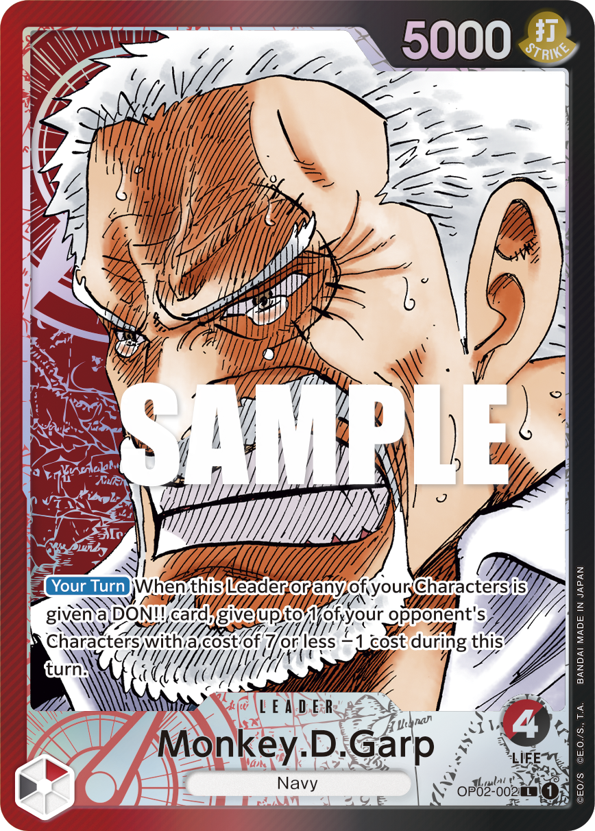 OP02-002 L ENG Monkey D. Garp Parallel Leader Card